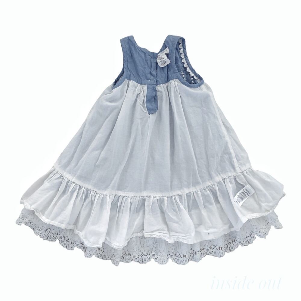 ARTISAN NY Girls Chambray Cotton Sundress Dress Size 4T Denim Lace Hem Easter - Picture 8 of 9